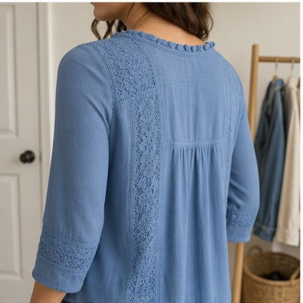 Blue Smocked Top - Picture 3 of 6